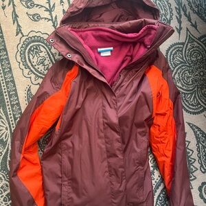Columbia Women's Maroon and Orange Ski Jacket